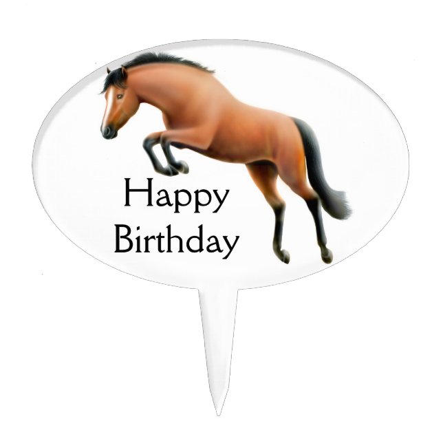 Happy Birthday Jumping Horse Cake Pick (Front)