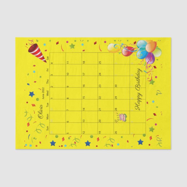 Happy Birthday June 2022 Tissue Paper (Front)