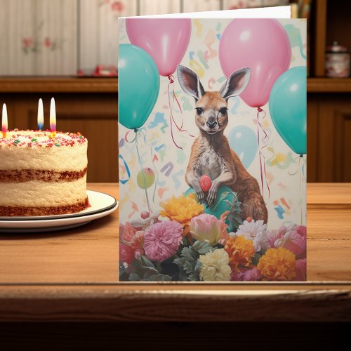 Happy Birthday Kangaroo Australian Animals Card