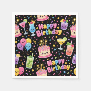 Happy Birthday Kawaii Art Party Napkins