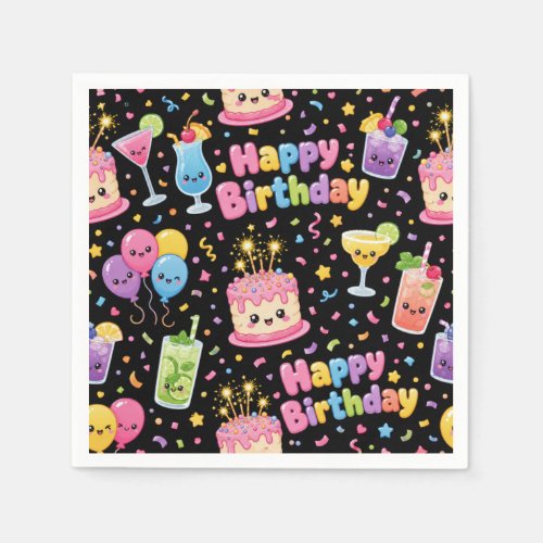 Happy Birthday Kawaii Art Party Napkins