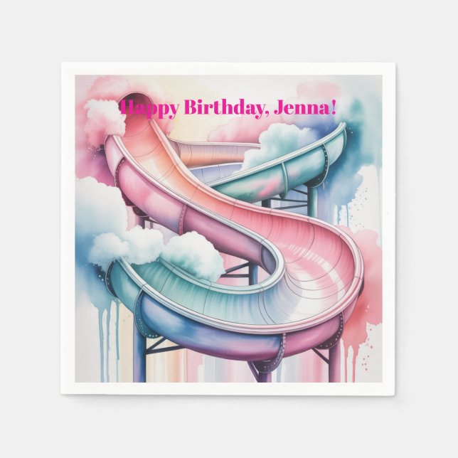 Happy Birthday Kids’ Birthday Waterslide Party Napkins (Front)