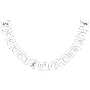 Happy Birthday Kids Bunny Birthday Blue Bunting Flags