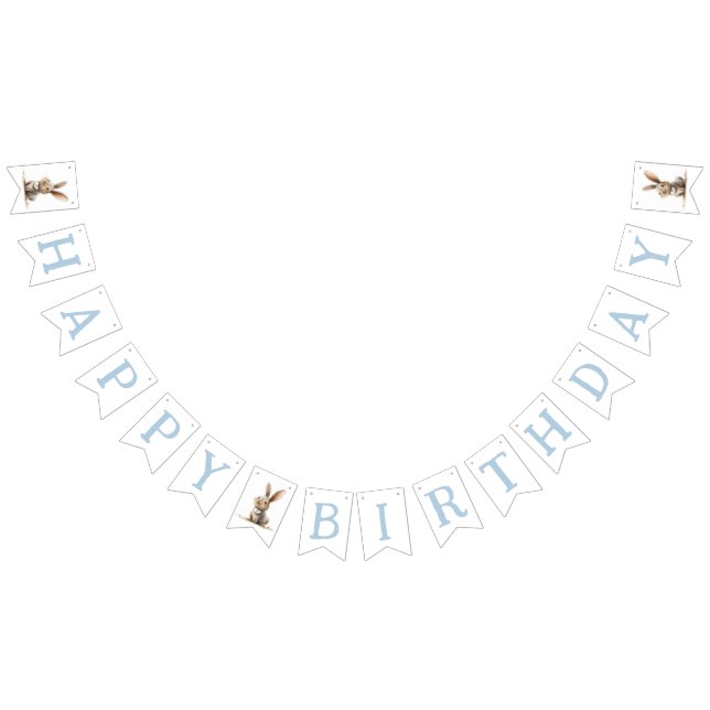 Happy Birthday Kids Bunny Birthday Blue Bunting Flags (All)