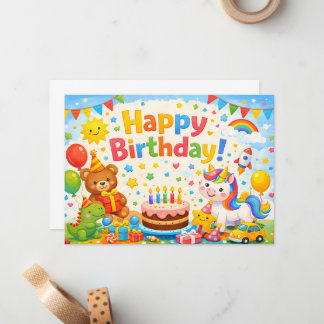 Happy Birthday Kids Colorful Party Card