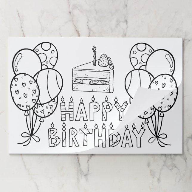 Happy Birthday Kids Coloring Page Paper Pad (Folded)