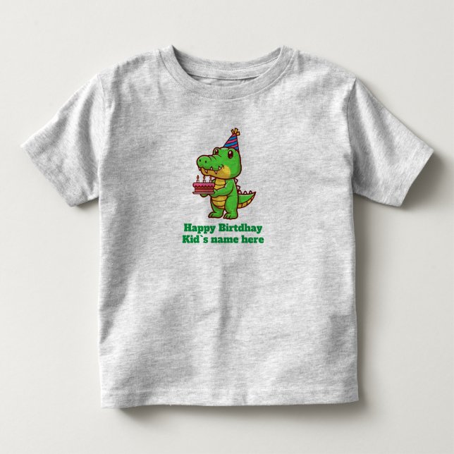 Happy birthday kids crocodile birthday cake gift  toddler t-shirt (Front)