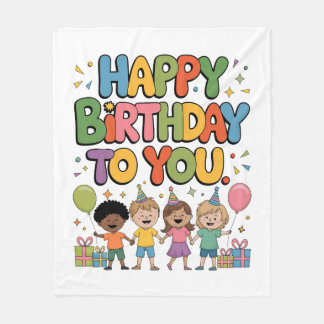 Happy Birthday Kids Fleece Blanket