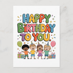 Happy Birthday Kids Postcard