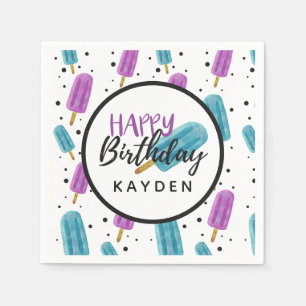 Happy Birthday Kid's Summer Ice Pop Party Cake Napkins