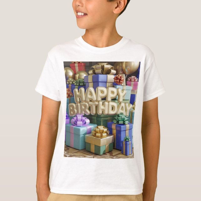 Happy Birthday Kid's T-Shirt With Gifts (Front)