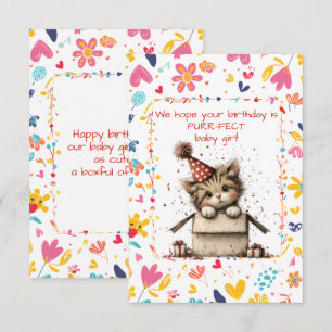 Happy Birthday Kitten Baby Girl Invitation