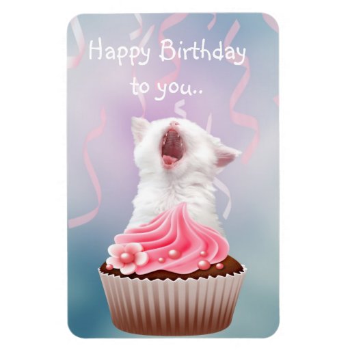 Happy Birthday kitten Flexible Magnet | Zazzle