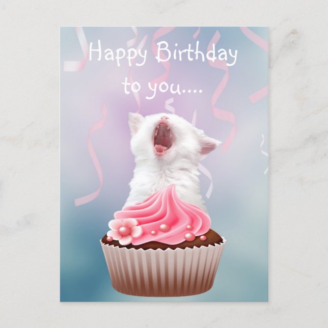 Happy Birthday kitten Postcard (Front)