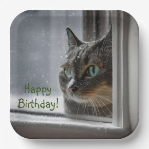 Happy Birthday Kitty Cat Paper Plates