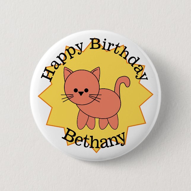 Happy Birthday Kitty Personalized  Button (Front)