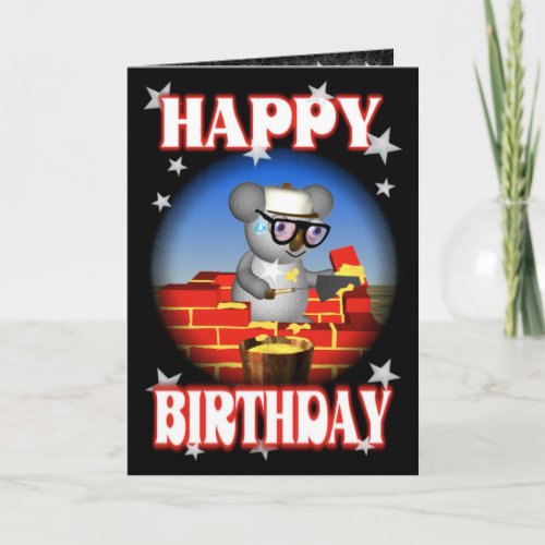 Happy Birthday Koala Bricklayer Greeting Card