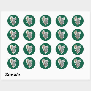 Happy Birthday Koala on Eucalyptus Branch Classic Round Sticker