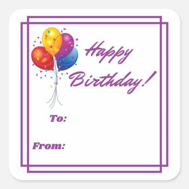 Happy Birthday Labels (Front)