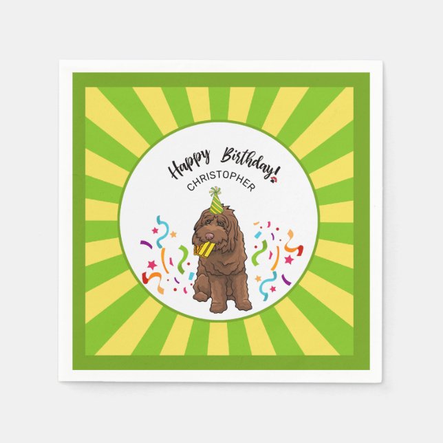 Happy Birthday Labradoodle Custom Party Napkins (Front)