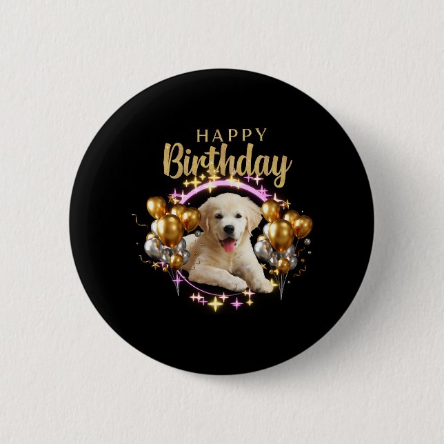 Happy Birthday Labrador Retriever Button (Front)