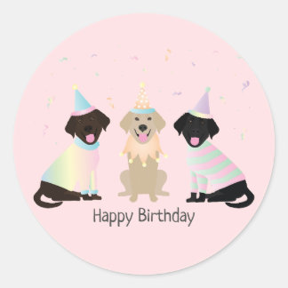 Happy Birthday Labrador Retriever Dogs Classic Round Sticker