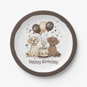 Happy Birthday Labrador Retriever Dogs Paper Plates