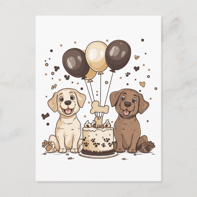 Happy Birthday Labrador Retriever Dogs Postcard (Front)