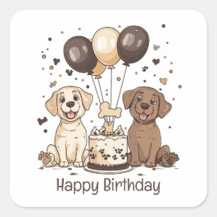 Happy Birthday Labrador Retriever Dogs Square Sticker