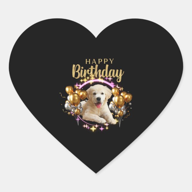 Happy Birthday Labrador Retriever Heart Sticker (Front)