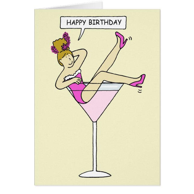 Happy Birthday Lady in Giant Cocktail Glass (Front)