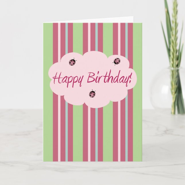 Happy Birthday Ladybugs Card (Front)