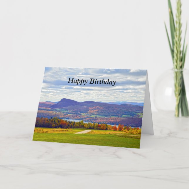 Happy Birthday, Lake Willoughby, Vermont,  Autumn Card (Front)