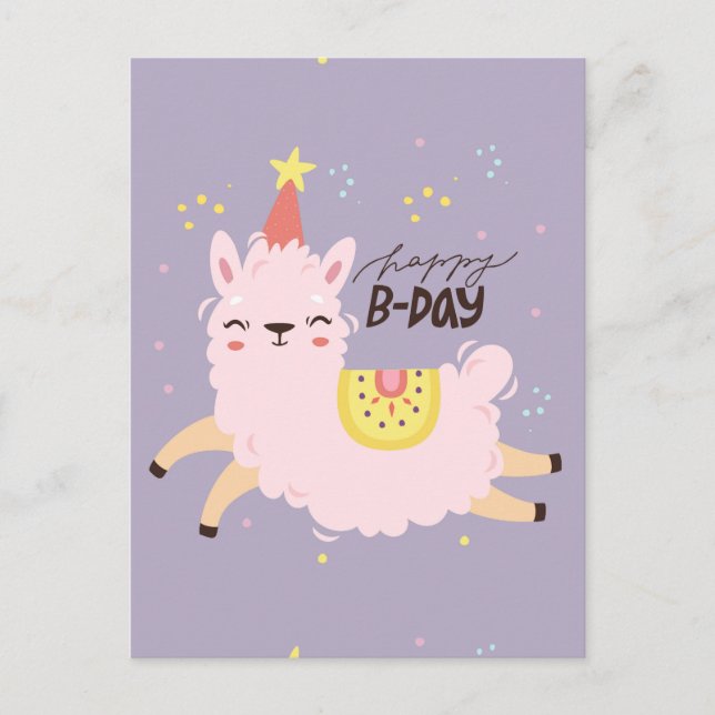 Happy Birthday Lama Postcard (Front)