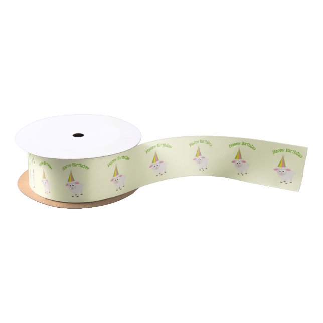 Happy Birthday Lamb Satin Ribbon (Spool)