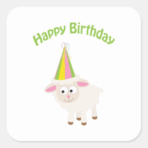 Happy Birthday Lamb Square Sticker