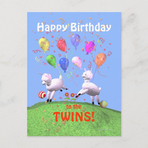 Happy Birthday Lambs for Twins Postcard