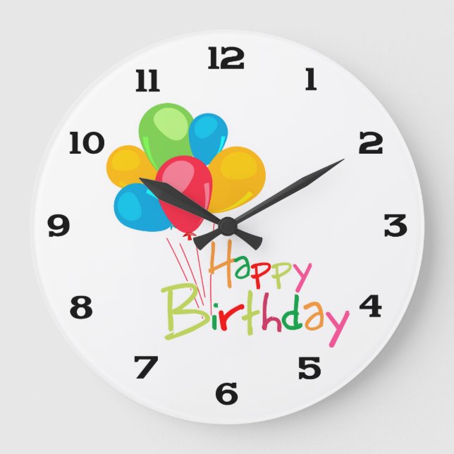 Happy Birthday Large Clock (Front)