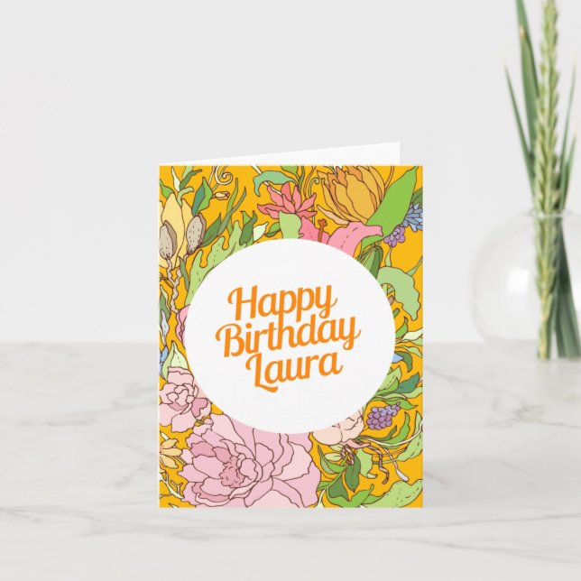 Happy Birthday Laura | Floral Birthday Card (Front)