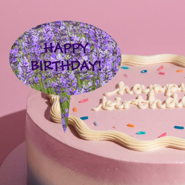Happy Birthday Lavender Blooms Floral Cake Topper (In Situ Cale)