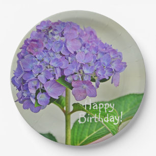 Happy Birthday Lavender Hydrangea Paper Plates