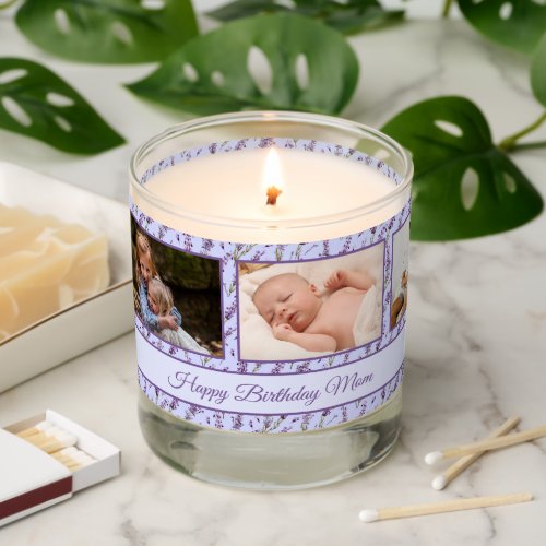 Happy Birthday Lavender Photo Collage Scented Candle