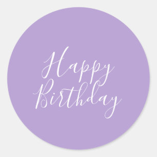 Happy Birthday Lavender Purple Custom Color Script Classic Round Sticker