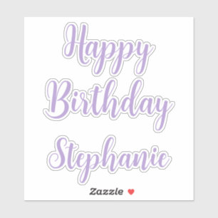 Happy Birthday Lavender Purple Custom Name Elegant Sticker