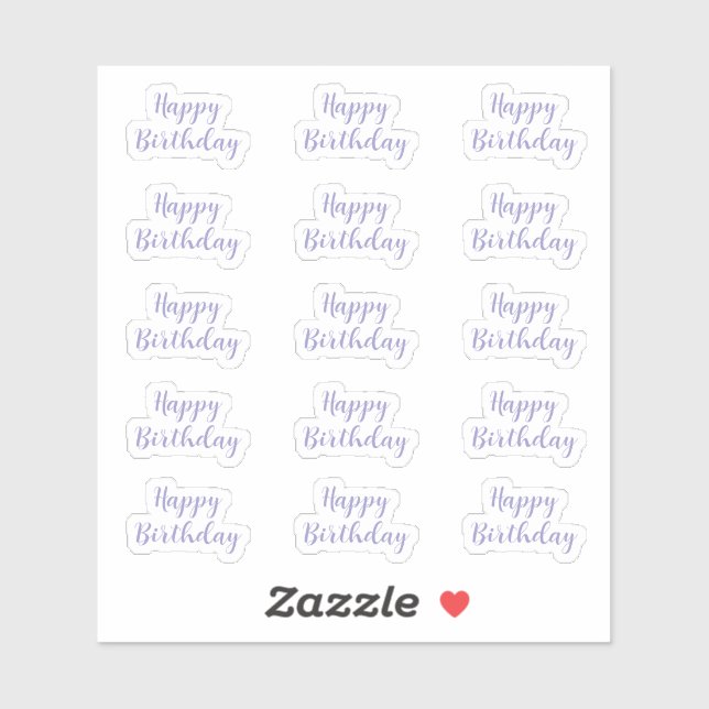 Happy Birthday Lavender Purple Custom Text Age Sticker (Sheet)