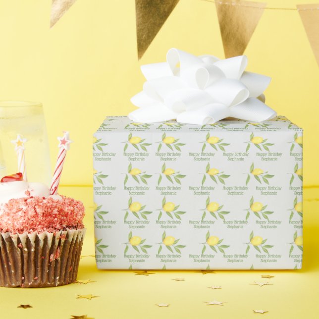 Happy Birthday Lemon Pattern  Wrapping Paper (Birthday Party)
