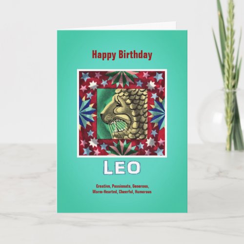 Happy Birthday Leo Zodiac Sign Card