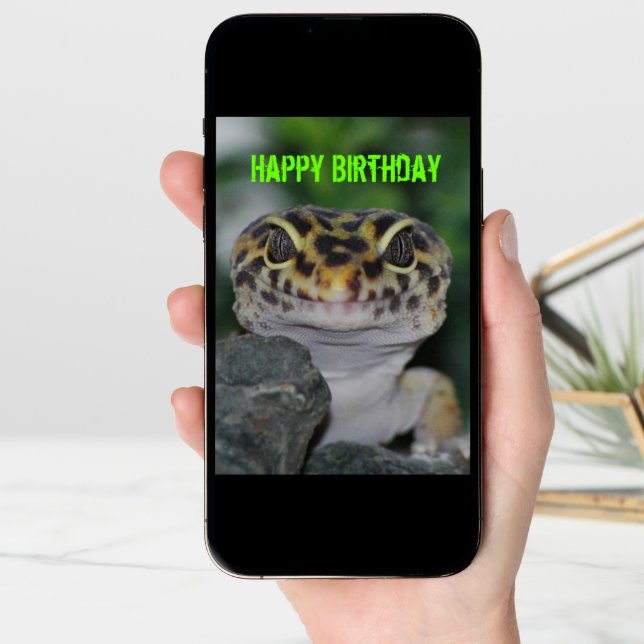 Happy Birthday Leopard Gecko Card (Front Digital)