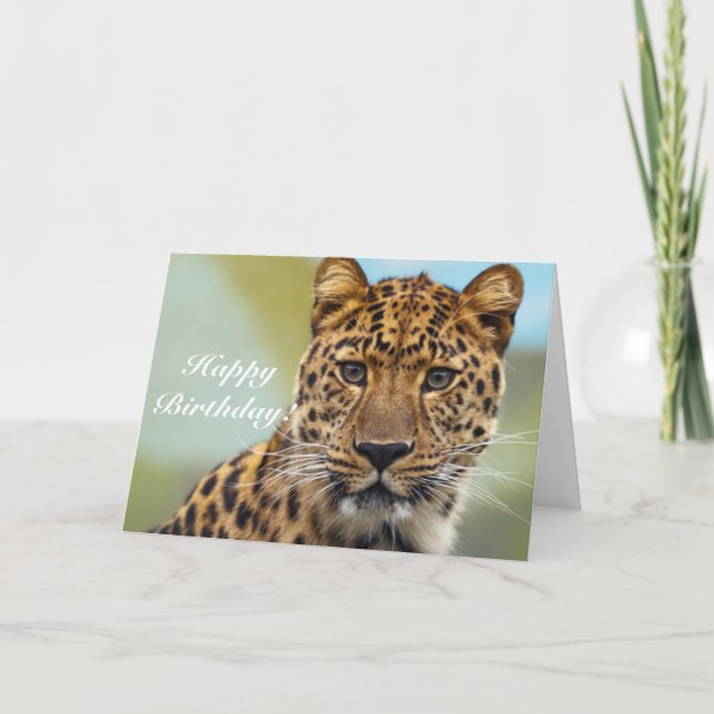 Happy Birthday Leopard greeting card (Front)