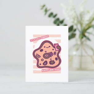 Happy birthday lets celebrate biology cell pun postcard